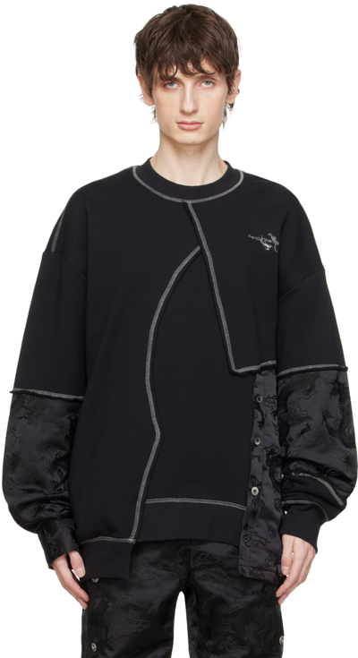 Shop Feng Chen Wang Black Paneled Sweatshirt