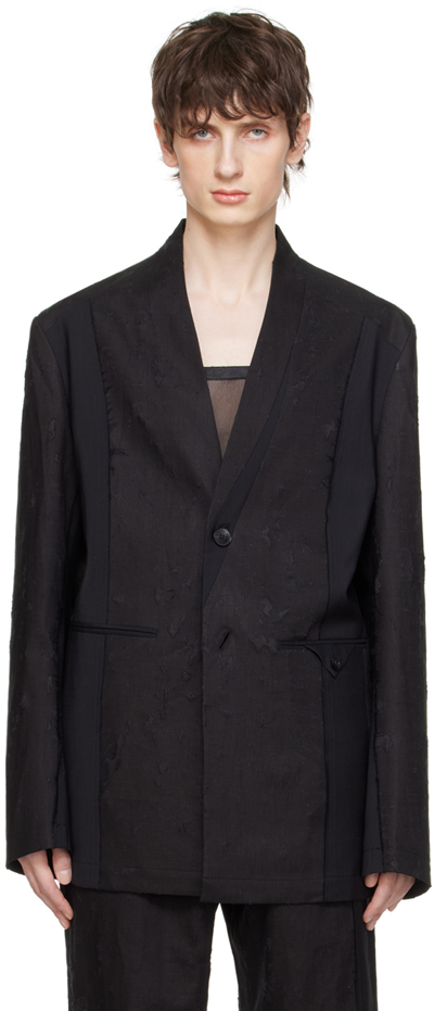 Shop Feng Chen Wang Black Distressed Blazer