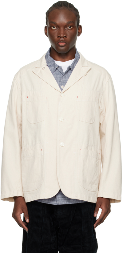 Shop Engineered Garments Off-white Single-breasted Blazer In Ct164 Natural Chino