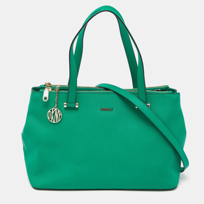 Pre-owned Dkny Green Leather Bryant Park Double Zip Tote