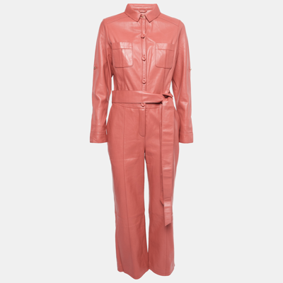Pre-owned Richard Radcliffe Richards Radcliffe Pink Leather Belted Cropped Jumpsuit M