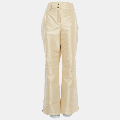 Pre-owned Fendi Gold Metallic Synthetic Insulated Ski Pants L