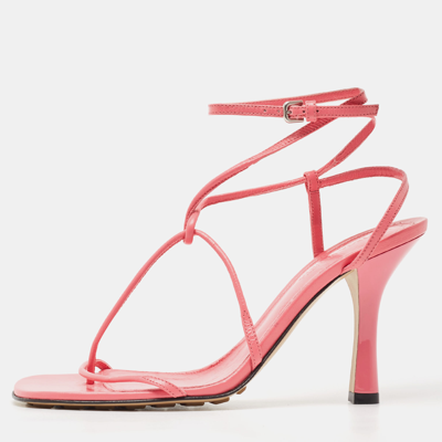 Pre-owned Bottega Veneta Pink Leather Ankle Strap Sandals Size 37
