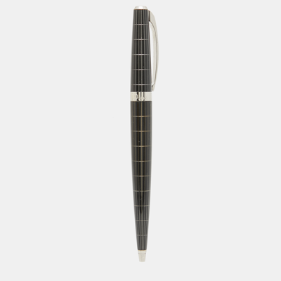 Pre-owned Dior Black Composite Grid Silver Tone Ballpoint Pen