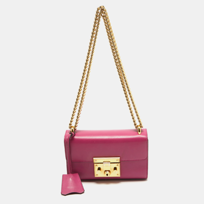 Pre-owned Gucci Pink Leather Small Padlock Shoulder Bag