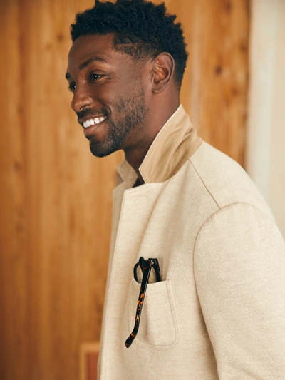 Faherty Inlet Knit Blazer In Khaki Fields Melange