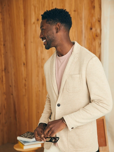 Shop Faherty Inlet Knit Blazer In Khaki Fields Melange