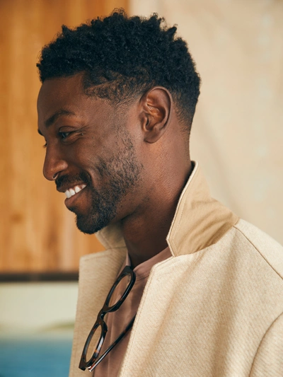 Faherty Inlet Knit Blazer In Khaki Fields Melange