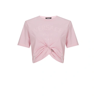 Shop Versace Cotton T-shirt In Pink