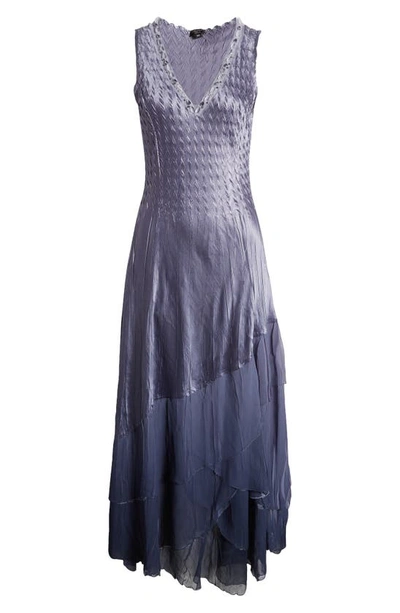 Shop Komarov Tiered Maxi Dress In Lav. Blue Ombre
