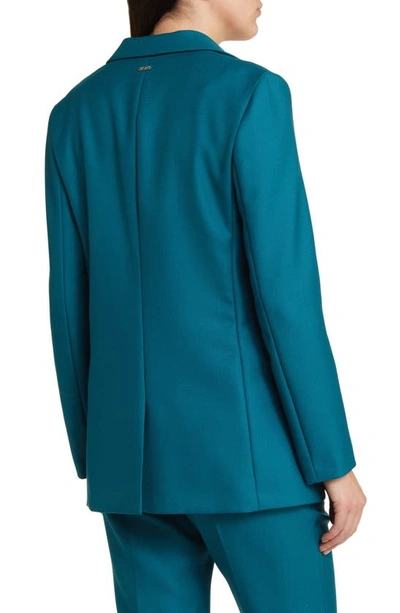 Shop Hugo Boss Jocaluah One-button Virgin Wool Blazer In Emerald Night
