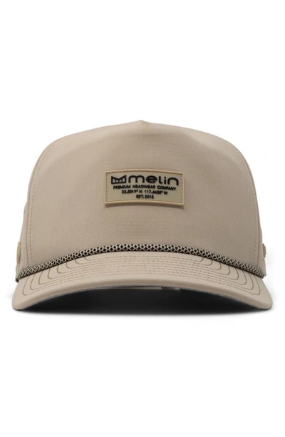 Melin Coronado Brick Hydro Performance Snapback Hat In Khaki