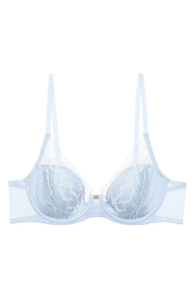 Shop Natori Flora Underwire Contour Bra In Blue Mist/ Ivory