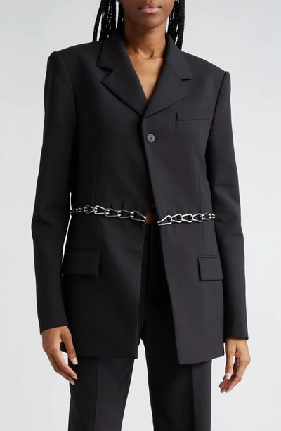 Shop Dion Lee Chain Link Cutout Single Breasted Blazer In Black