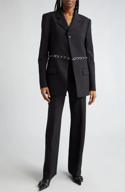 Shop Dion Lee Chain Link Cutout Single Breasted Blazer In Black