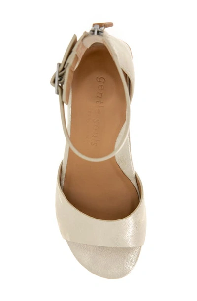 Gentle Souls By Kenneth Cole Iona Block Heel Sandal In Ice Metallic Leather
