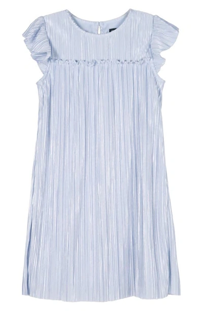 Shop Zunie Kids' Foil Print Plissé Dress In Blue