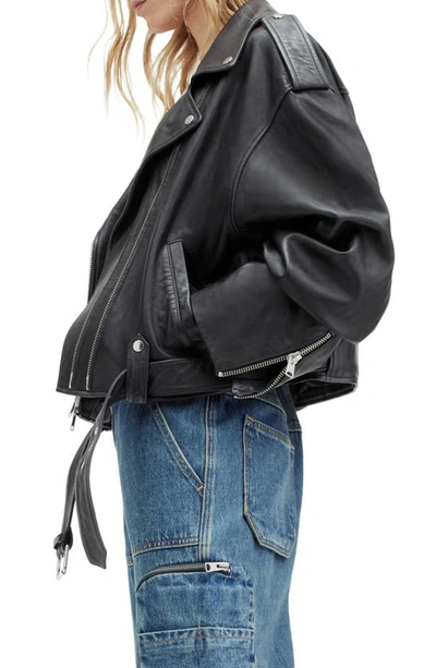 Shop Allsaints Dayle Leather Biker Jacket In Black