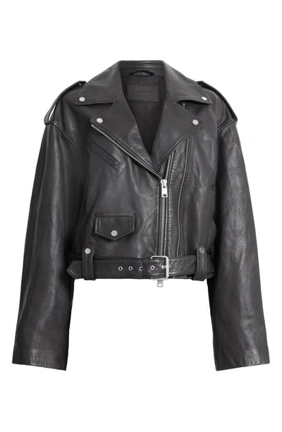Shop Allsaints Dayle Leather Biker Jacket In Black