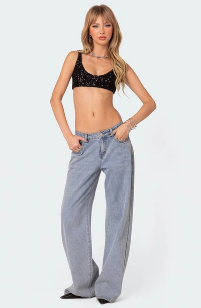 Edikted Women's Oolala Sequin Bra Top In Black