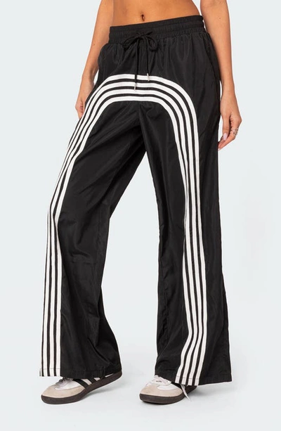 Edikted Wilda Stripe Track Pants In Black-and-white