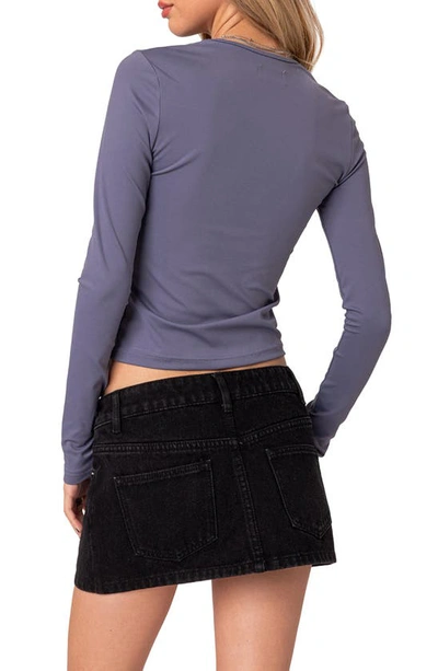 Edikted Tay Long Sleeve Crop Top In Dark-gray