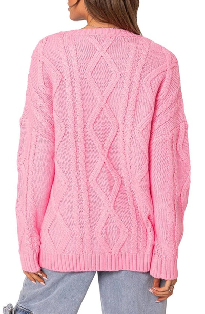 Edikted Women's Kennedy Oversized Cable Knit Sweater In Pink