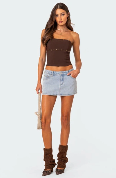 Edikted Women's Darcy Studded Lace Up Corset Top In Brown