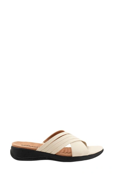 Shop Softwalk ® Tillman 5.0 Leather Cross Strap Slide Sandal In Bone