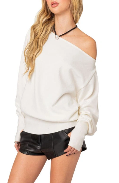 Edikted Off The Shoulder Oversize Sweater In Cream