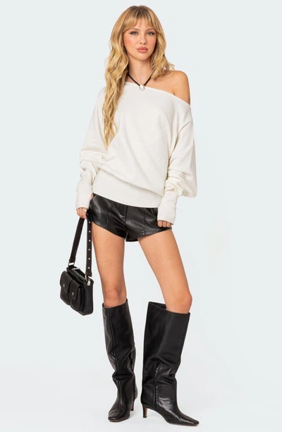 Edikted Off The Shoulder Oversize Sweater In Cream