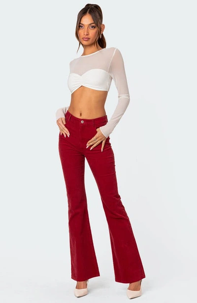 Edikted Women's Night Out Sheer Crop Top In White