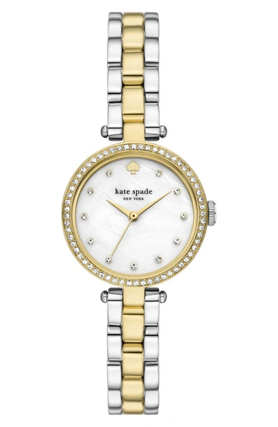 Shop Kate Spade Holland Crystal Bracelet Watch, 28mm In Two Tone