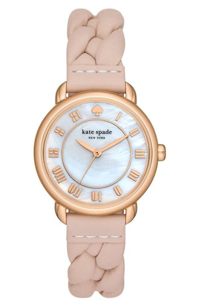 Shop Kate Spade Lilly Avenue Leather Strap Watch, 34mm In Rose Gold