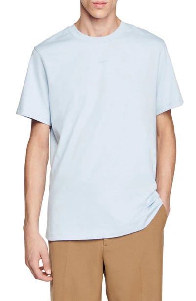 Shop Sandro Logo Cotton T-shirt In Sky Blue