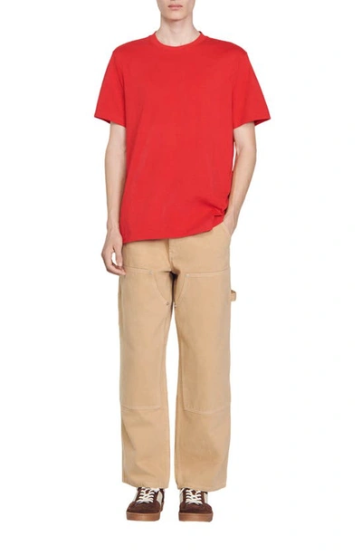 Shop Sandro Logo Cotton T-shirt In Red