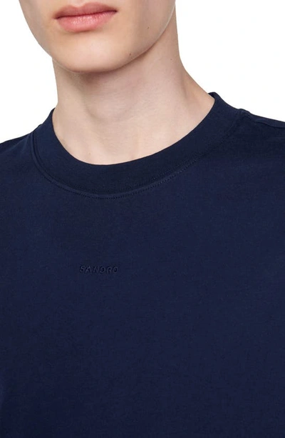 Shop Sandro Logo Cotton T-shirt In Marine
