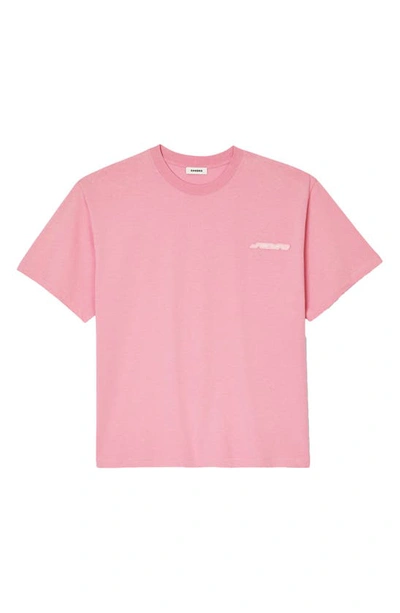 Shop Sandro Rubber Logo Patch T-shirt In Pink