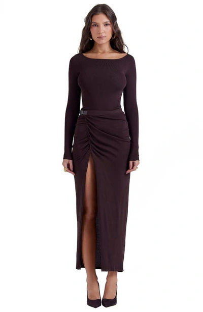 House Of Cb Lilas Knit Skirt In Brown