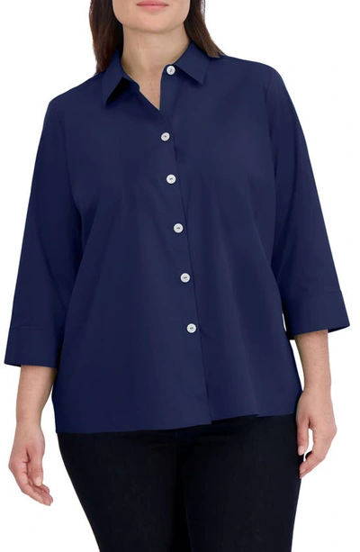 Shop Foxcroft Kelly Button-up Shirt In Navy
