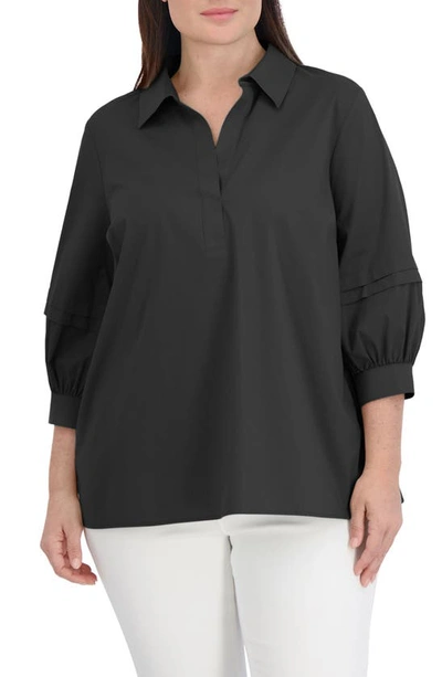 Shop Foxcroft Frankie Button-up Shirt In Black