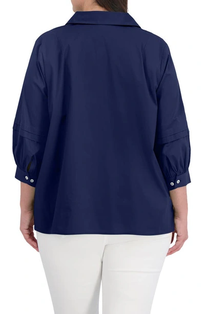 Shop Foxcroft Frankie Button-up Shirt In Navy