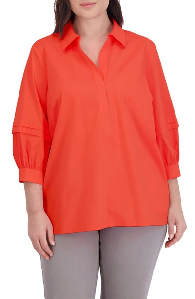 Shop Foxcroft Frankie Button-up Shirt In Tangerine