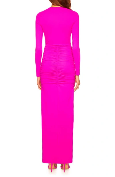 Susana Monaco Plunge Neck Long Sleeve Body-con Dress In Magenta