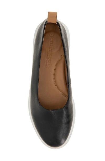 Gentle Souls By Kenneth Cole Bella Flat In Black Leather