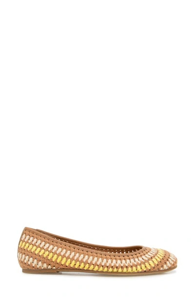 Shop Gentle Souls By Kenneth Cole Mable Macramé Flat In Banana Multi Fabric