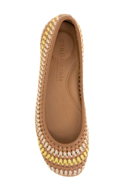 Gentle Souls By Kenneth Cole Women's Mable Slip On Woven Flats In Banana Multi Fabric