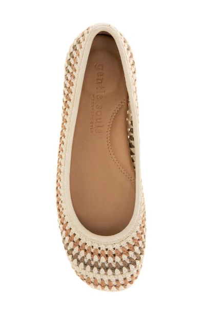 Shop Gentle Souls By Kenneth Cole Mable Macramé Flat In Tan Multi Fabric