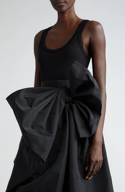 Shop Alexander Mcqueen Cut & Sew Mixed Media Bow Detail Dress In Black