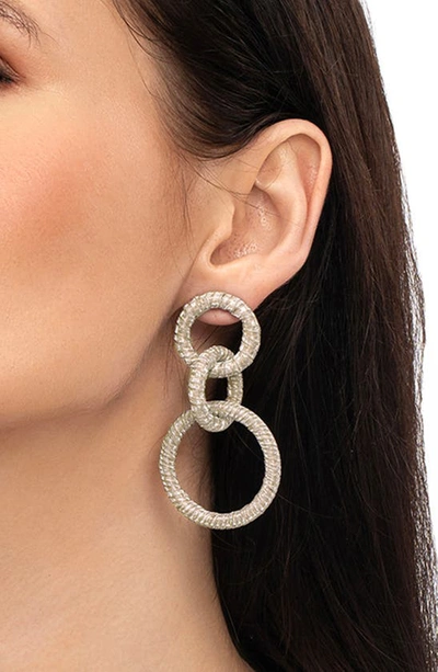 Shop Deepa Gurnani Akari Glitter Wrapped Hoop Earrings In Champagne